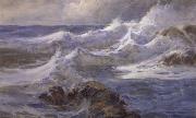 unknow artist Waves and Rocks oil on canvas